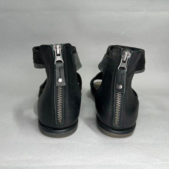 OTBT Souvenir Sandals Women's Size 8.5 Black Leather Ankle Wrap Zip Gladiator - Picture 5 of 12